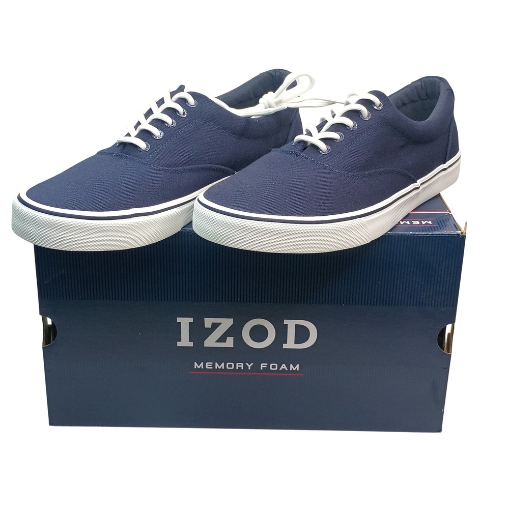 IZOD Rangley Sneaker Men Size 12 Navy Canvas Memory Foam 1851110